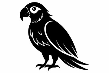 parrot silhouette line art vector illustration with a white background