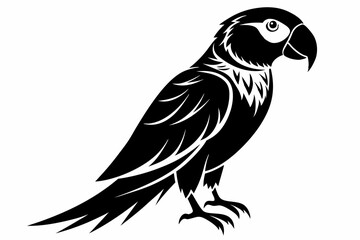 parrot silhouette line art vector illustration with a white background