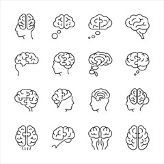 A series of brain illustrations representing various cognitive states, from creativity to mental health