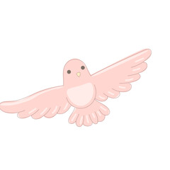 Pink Dove Bird Symbol Icon. Hand Drawn Doodle Peace and Freedom Mascot Character. Cute Lovely Childish Outline Pet Silhouette. Baby Room Interior or Wedding Romantic Decoration