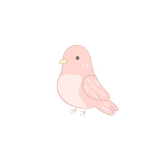 Pink Dove Bird Symbol Icon. Hand Drawn Doodle Peace and Freedom Mascot Character. Cute Lovely Childish Outline Pet Silhouette. Baby Room Interior or Wedding Romantic Decoration