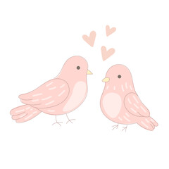 Pink Dove Bird Symbol Icon. Hand Drawn Doodle Peace and Freedom Mascot Character. Cute Lovely Childish Outline Pet Silhouette. Baby Room Interior or Wedding Romantic Decoration