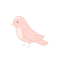 Pink Dove Bird Symbol Icon. Hand Drawn Doodle Peace and Freedom Mascot Character. Cute Lovely Childish Outline Pet Silhouette. Baby Room Interior or Wedding Romantic Decoration