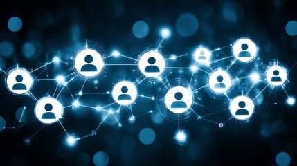 A complex network of interconnected people, highlighting digital connections.