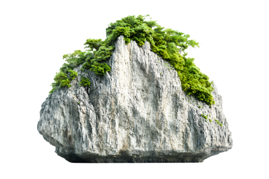 Majestic Island Rock Lush Green Vegetation Serene Nature Scene