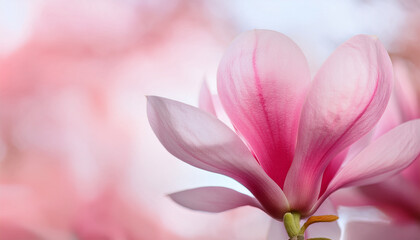 Fototapeta premium natural texture of beautiful pastel pink magnolia flower closeup botanical natural background with copy space