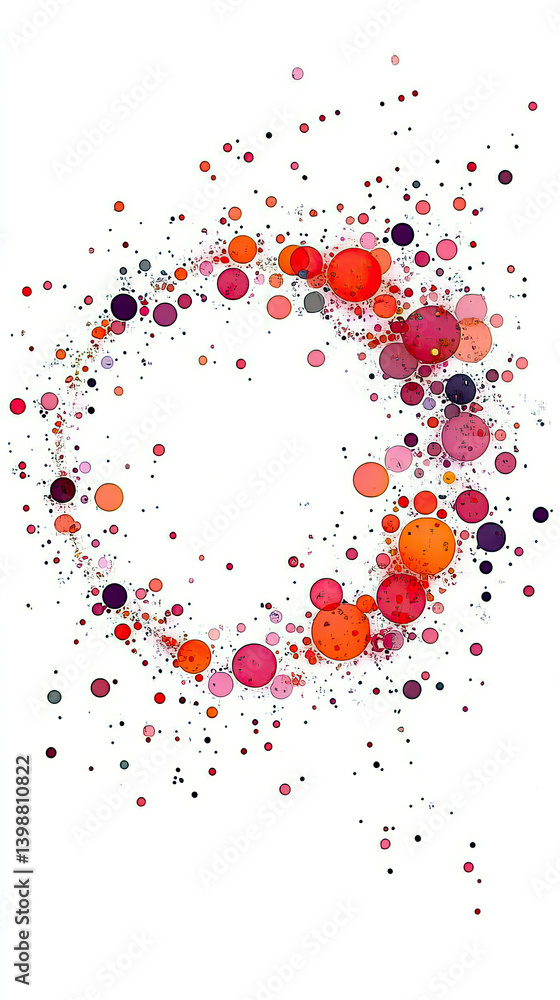 Aufkleber Colorful Dots Create a Vibrant Circular Pattern on a Neutral Background Expressing Artistic Harmony