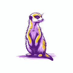  Cartoon, monkey blue bird with big blue eyes on a branch