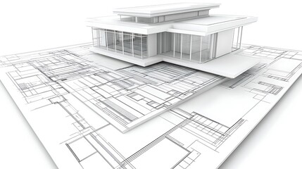 Architectural blueprint of a modern house design.
