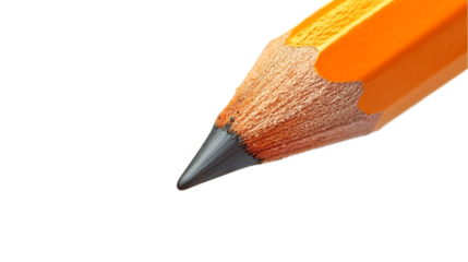 Yellow-orange pencil with eraser isolated on white background