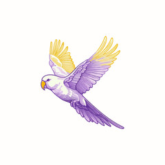 Blue and Yellow Macaw Flying with Wings in a Tropical Design