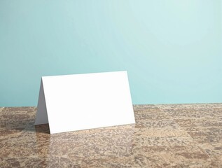 A white card with a triangle on it sits on a table