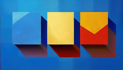 color blocks three rectangles on blue