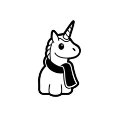 Sticker design of a unicorn with scarf