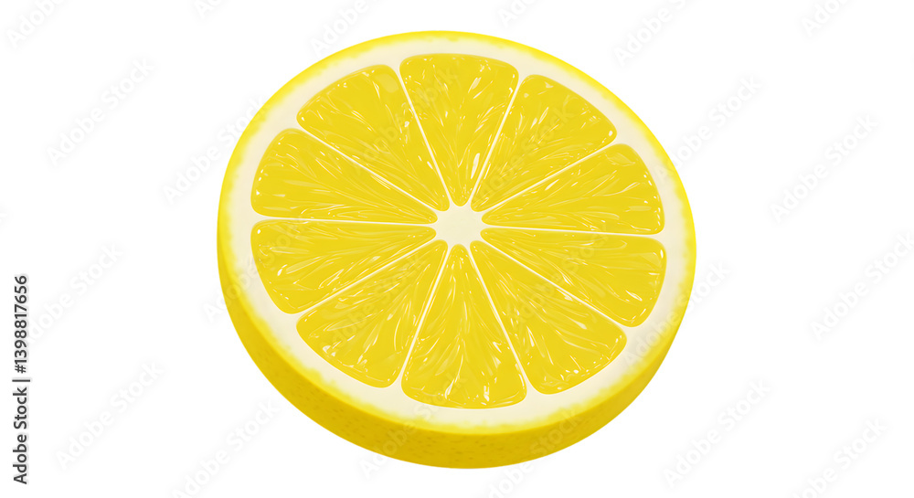 Aufkleber a single lemon slice with a yellow rind and pulp isolated on a black background in a close up shot