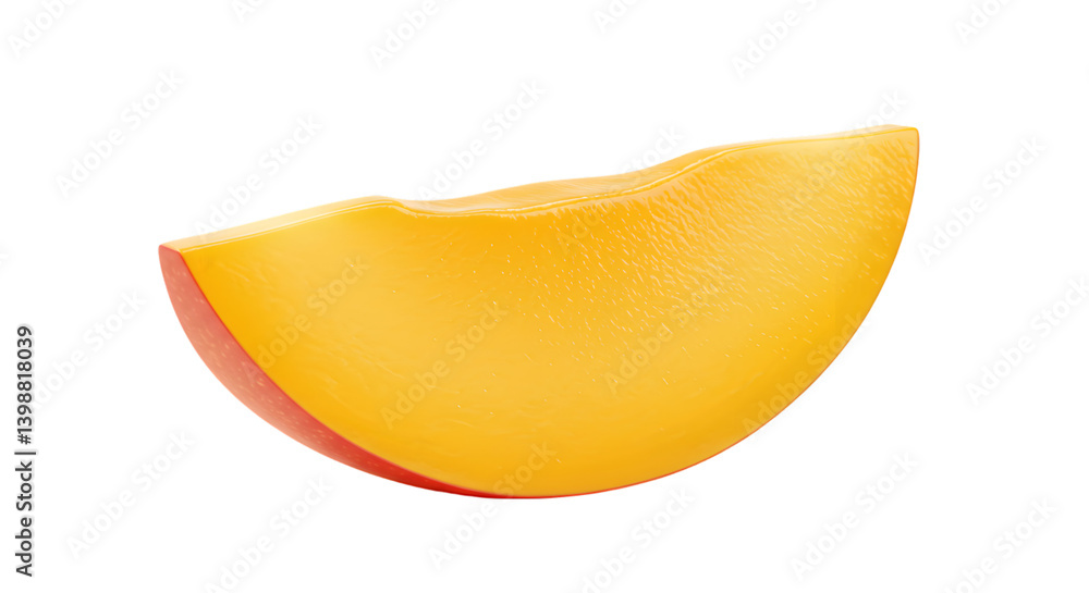 Aufkleber a single slice of ripe mango with a smooth texture isolated against a plain black background view