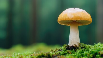 Forest mushroom in mossy ground
