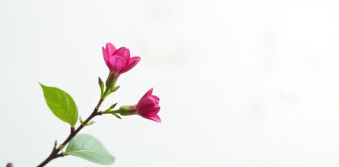 Single branch with a small flower at the end on white background, botanical, nature, flowers