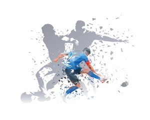Soccer collage, group of football players, double exposure of football vector illustrations
