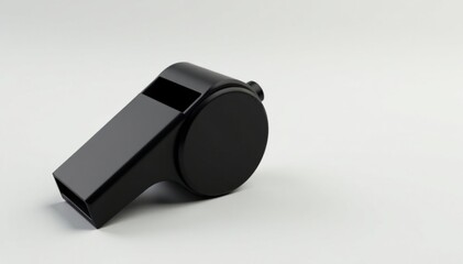 Classic black plastic whistle, simple design, clean background , whistle, alert