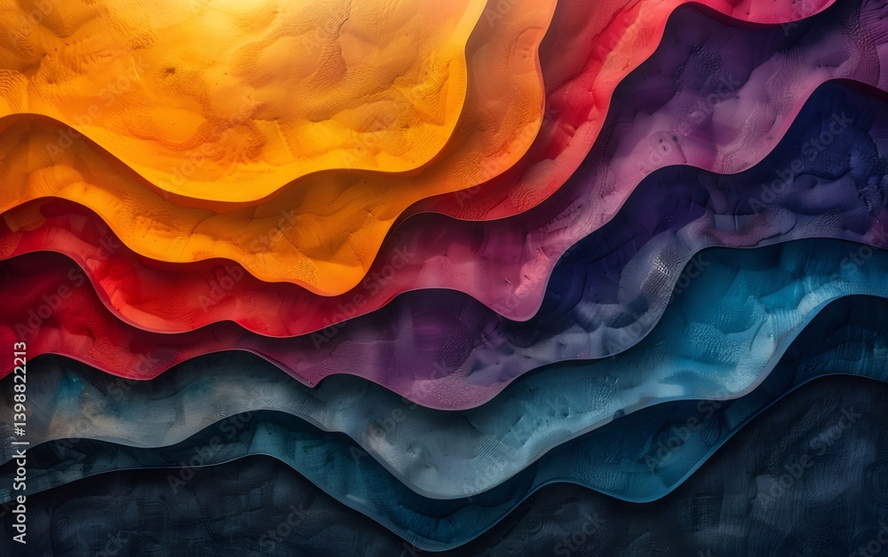 Poster abstract color layered texture with wavy pattern featuring gradient and dynamic light effects