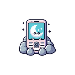 Moon Rock mobile phone vector,kawaii moon rock mobile