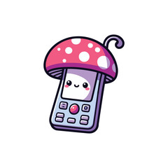 kawaii Mushroom Glow Phone vector,Mushroom Glow  mobile Phone
