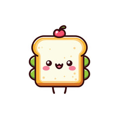 kawaii sandwich vector, kawaii food