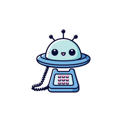  kawaii  UFO  phone vector