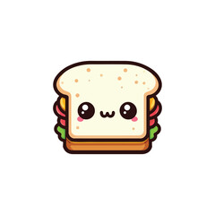 kawaii sandwich vector, kawaii food