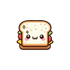 kawaii sandwich vector, kawaii food