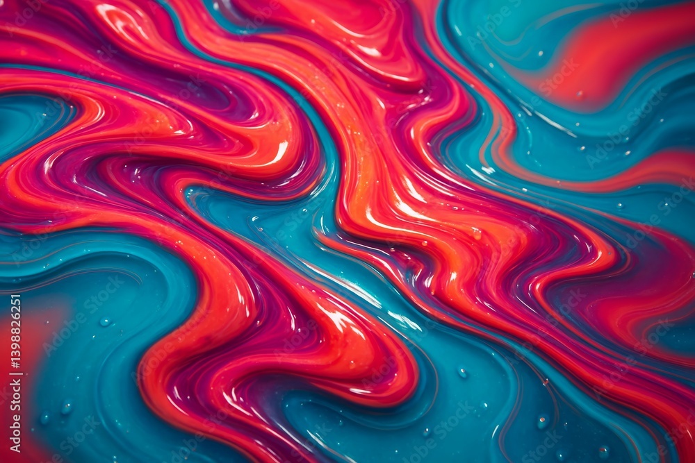 Poster vibrant abstract swirl patterns in red and blue fluid art design