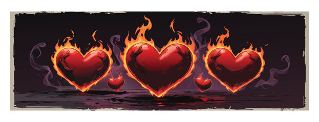 burning heart on black