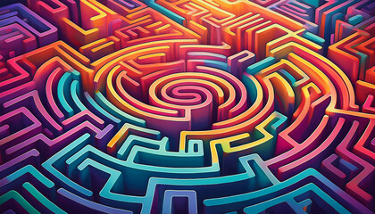 a vibrant and colorful maze design for a visually engaging background