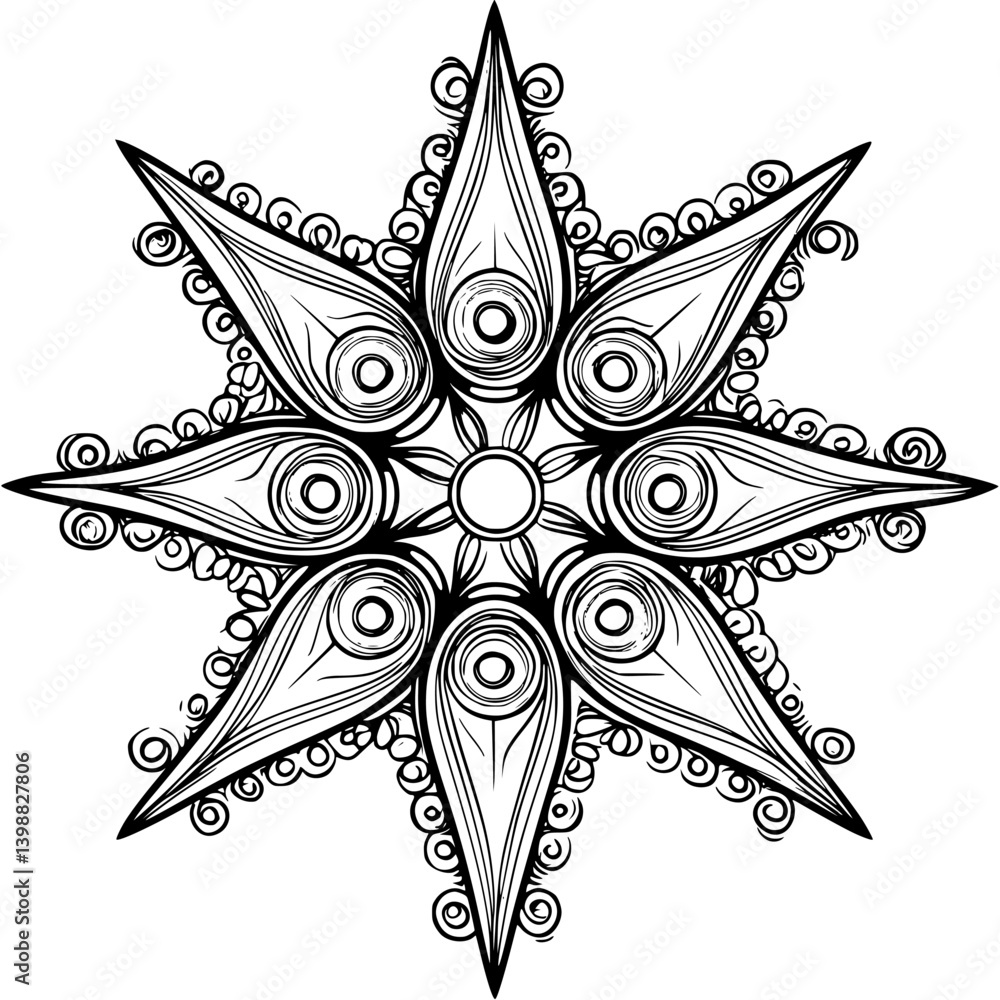 Aufkleber decorative star design featuring intricate patterns and sharp points