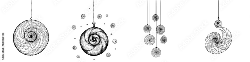 Poster swirling patterns and designs in monochrome art showcasing intricate details and geometric shapes in