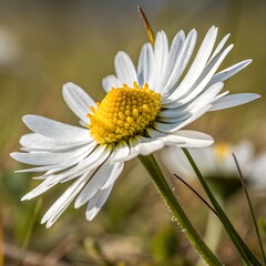 Obraz premium Close-up of a White and Yellow Marguerite Daisy Flower
