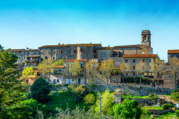 Obraz premium View of the old village of Canneto. Monteverdi Marittimo, Tuscany, Italy