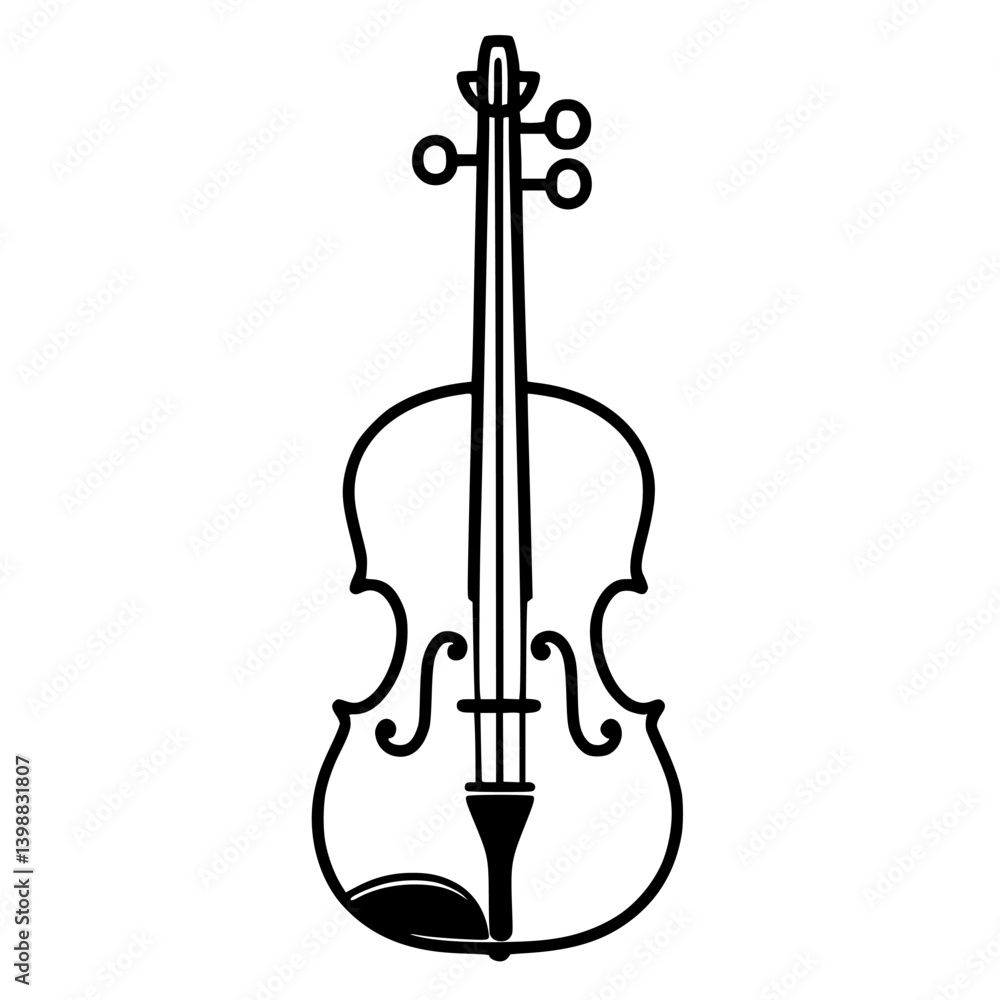 Poster detailed outline of a violin displayed in a minimalist artistic style emphasizing its elegant curves