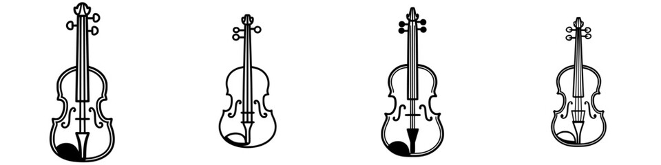 Fototapeta premium Various styles of violin illustrations showcasing different designs and details in a cohesive layout