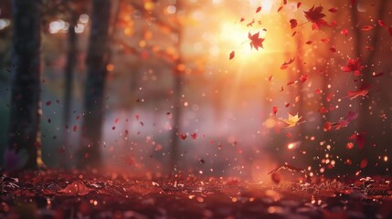 Autumn leaves dance in the warm sunlight.