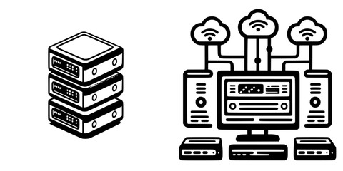 Data storage and network connections illustrate the modern world of technology and communication infrastructure