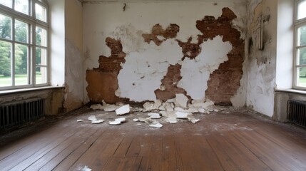 Derelict room with damaged plaster