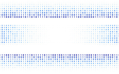 Vector blue digital code rain in a matrix inspired futuristic style. High-tech backdrop with glowing binary characters