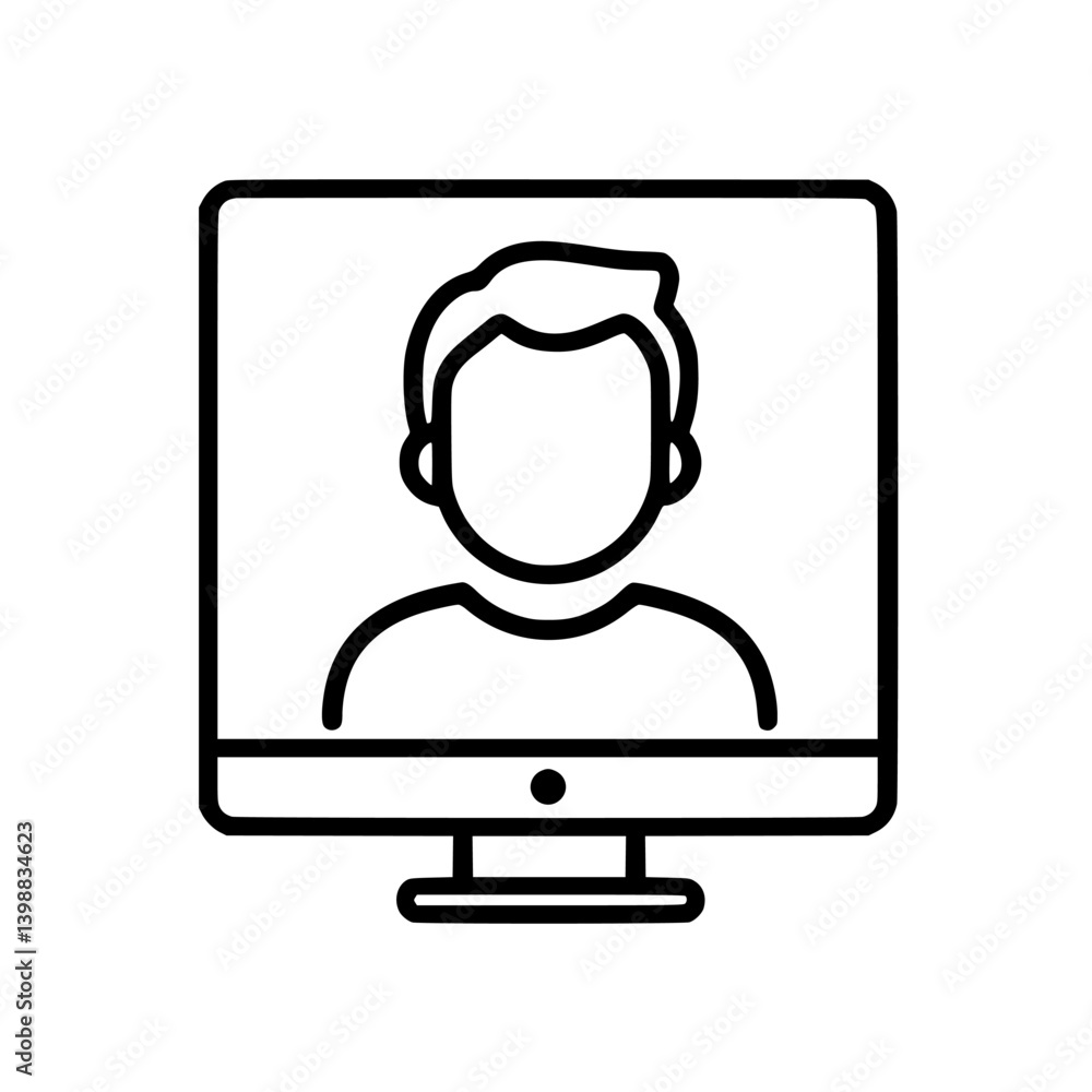 Poster engaging in virtual communication during a remote meeting with a focused individual on computer scre