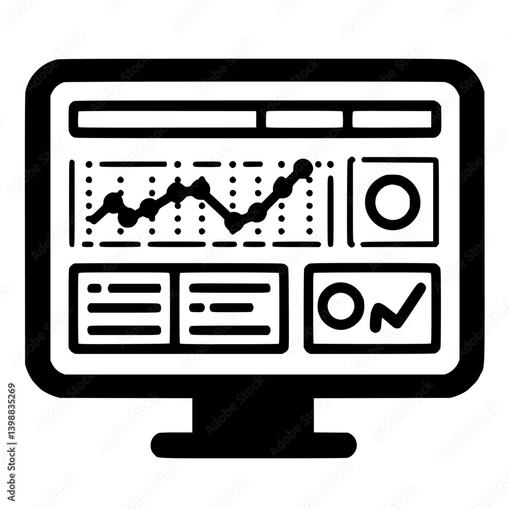 Poster visual representation of performance metrics on a computer screen showcasing growth trends and analy