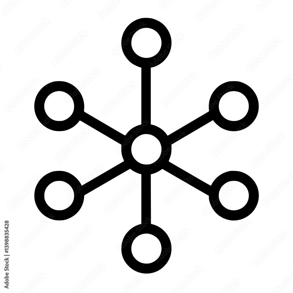 Poster graphic design of a simple snowflake with circular elements representing a cold winter day in a mini