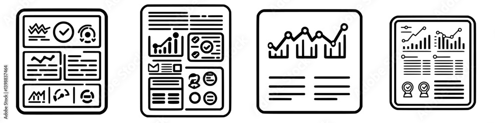 Poster detailed analysis of statistical reports featuring graphs and data visualizations from a business me