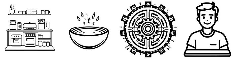 Modern kitchen setup showcases meal preparation tools and a smiling chef in a cozy atmosphere aimed at inspiring home cooking