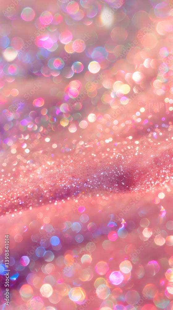 Poster abstract pink glitter bokeh effect with soft waves and sparkling lights